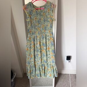 Lost + Wander Olive Green Smocked Dress